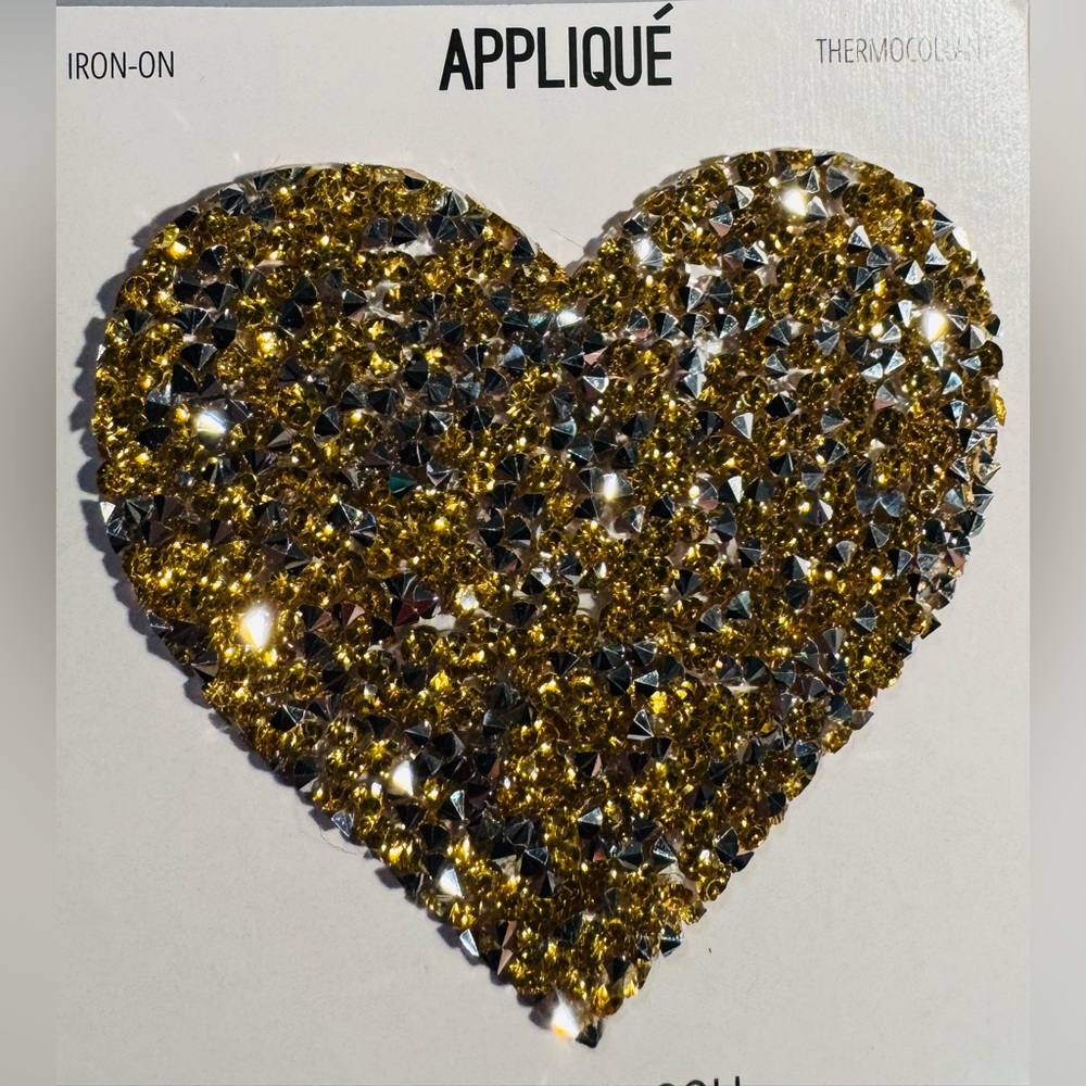 Iron-On Patch Gold and Silver Heart Appliqué NWT - Picture 9 of 9